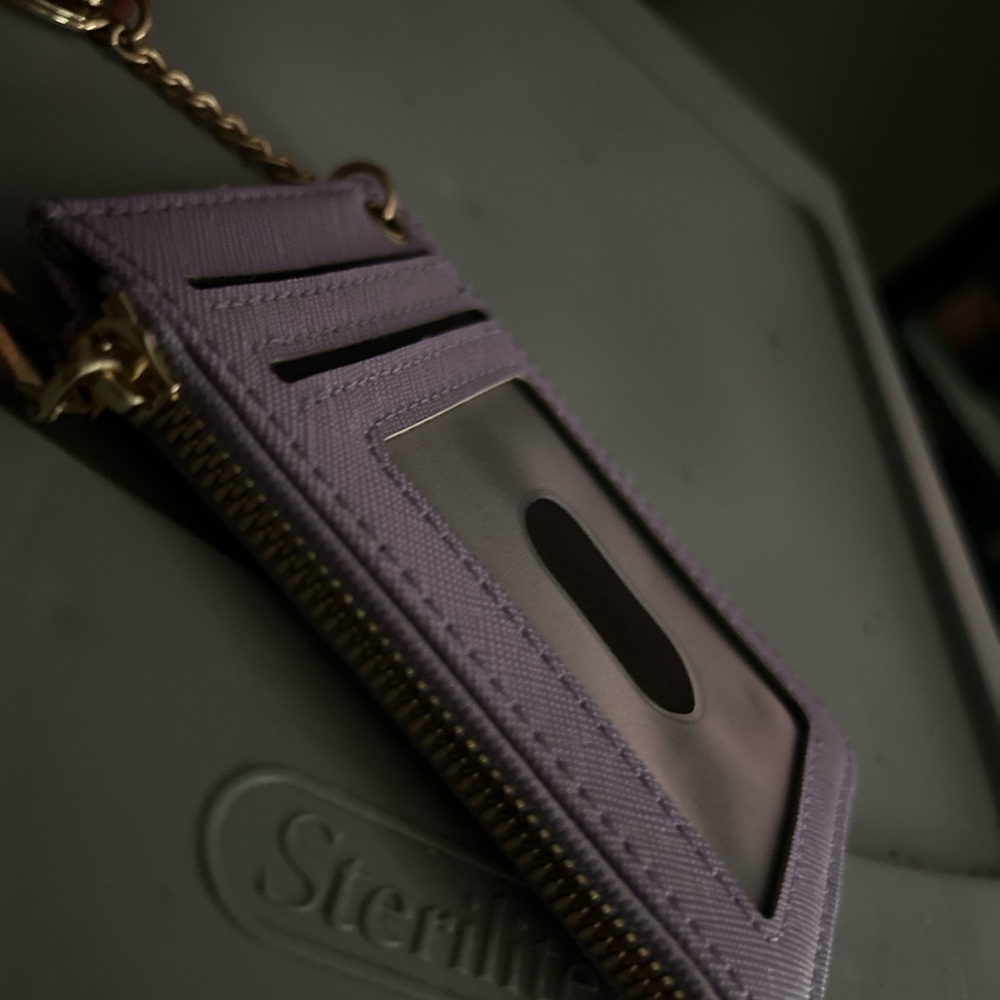 Purple Card Holder with Gold Chain